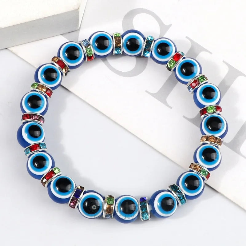 Blue Beaded Evil Eye Bracelet
