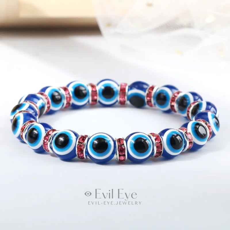 Blue Beaded Evil Eye Bracelet