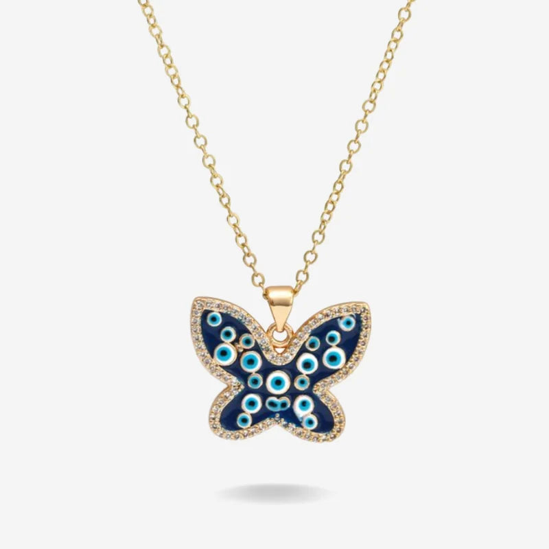 Butterfly evil deals eye necklace