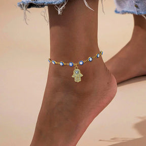 Adjustable Evil Eye Charm Anklet Golden