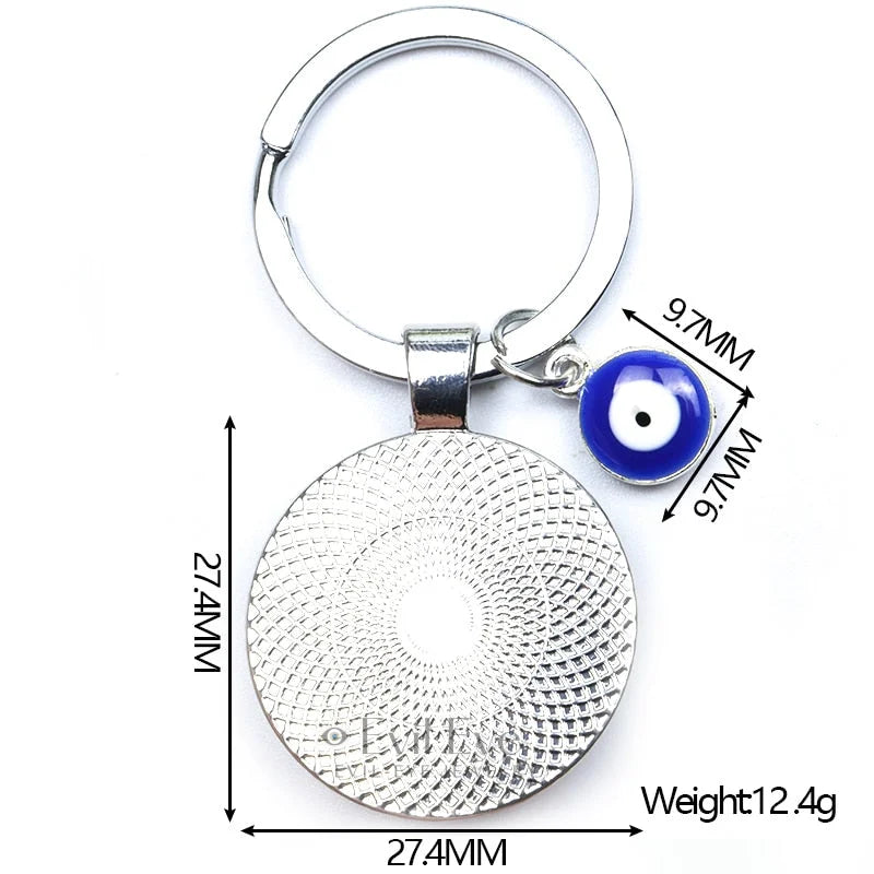 Blue Evil Eye Metal Keychain