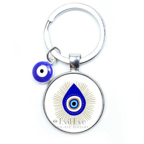 Blue Evil Eye Metal Keychain