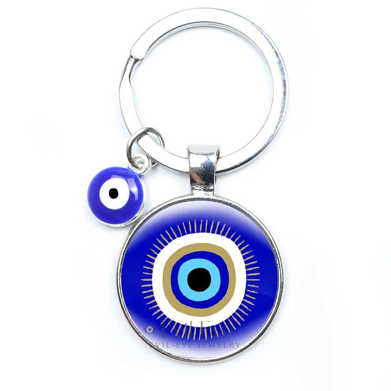 Blue Evil Eye Metal Keychain