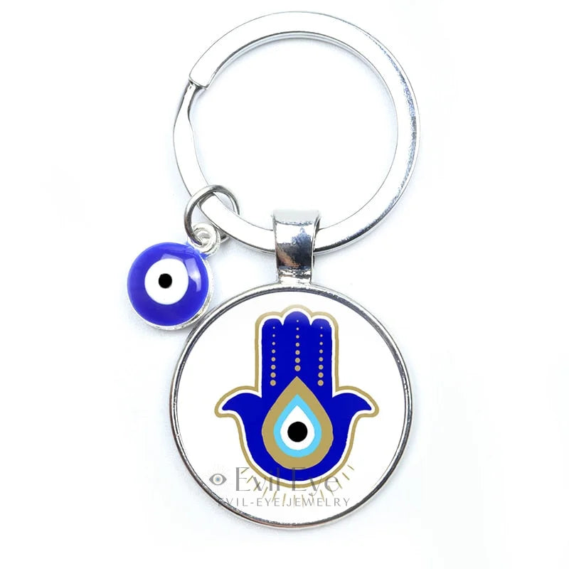 Blue Evil Eye Metal Keychain