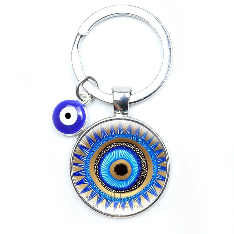 Blue Evil Eye Metal Keychain