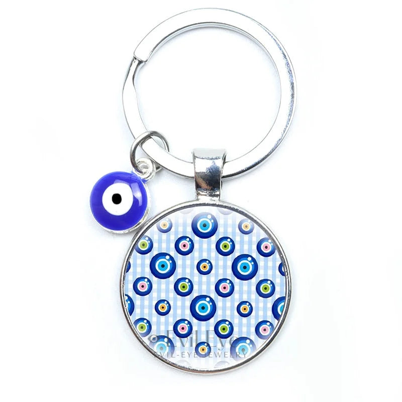 Blue Evil Eye Metal Keychain