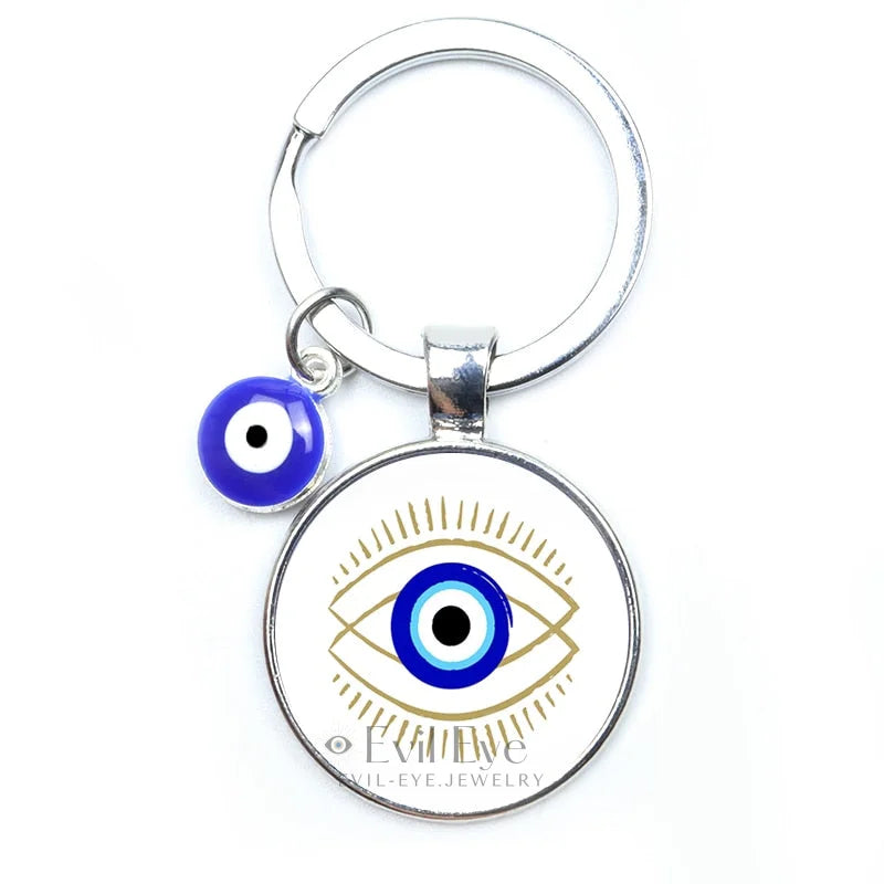 Blue Evil Eye Metal Keychain Design 11