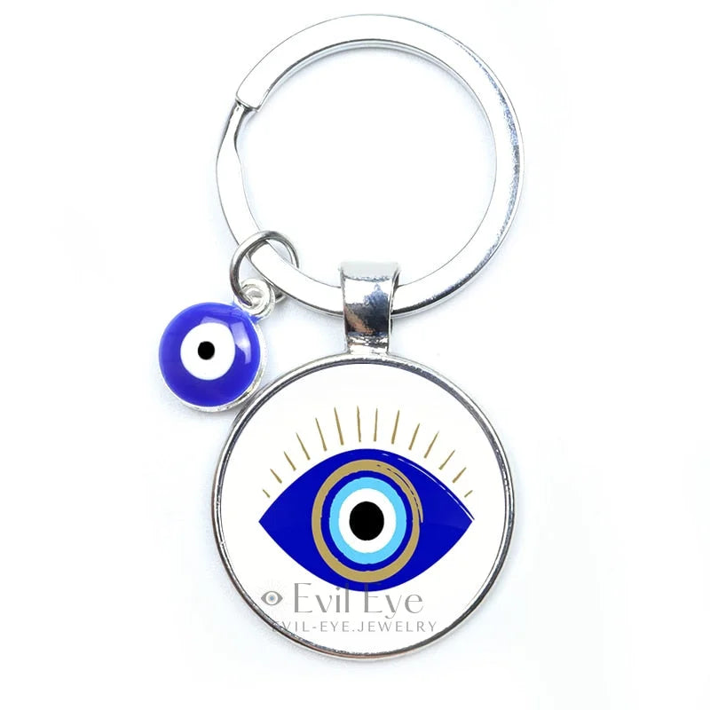 Blue Evil Eye Metal Keychain Design 12