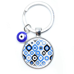 Blue Evil Eye Metal Keychain Design 13