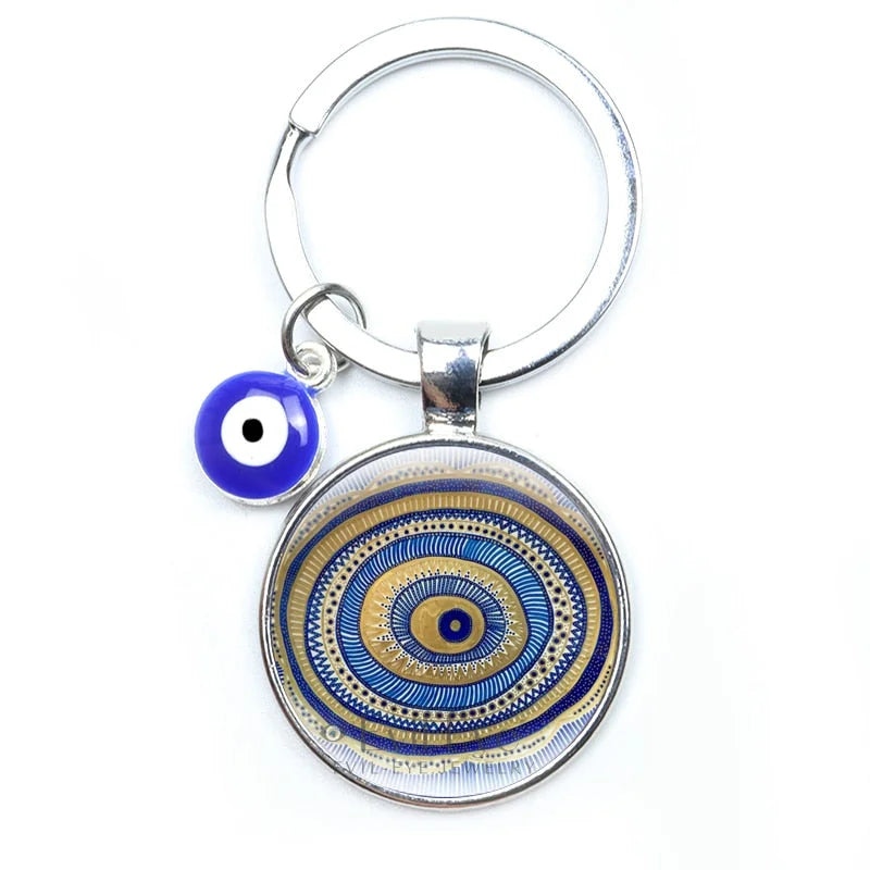 Blue Evil Eye Metal Keychain Design 15