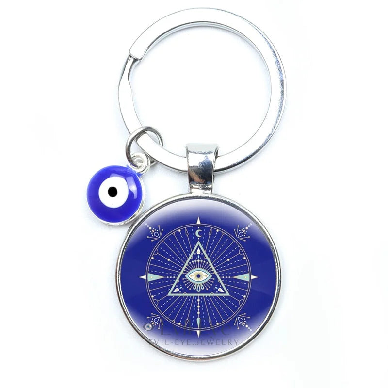 Blue Evil Eye Metal Keychain Design 16