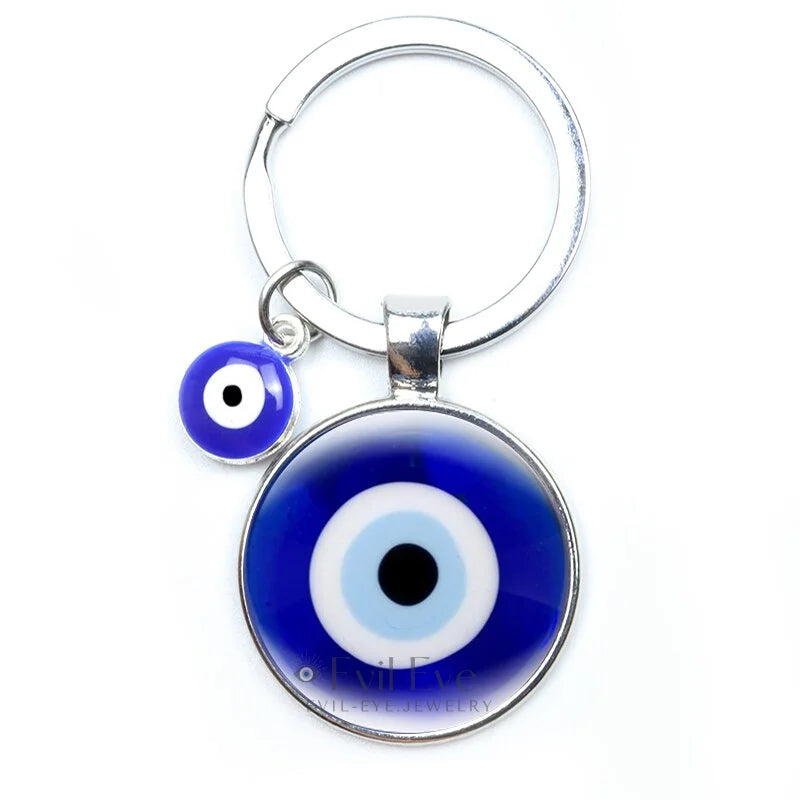 Blue Evil Eye Metal Keychain Design 2