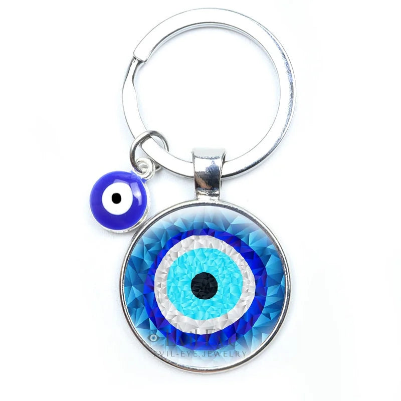 Blue Evil Eye Metal Keychain Design 4