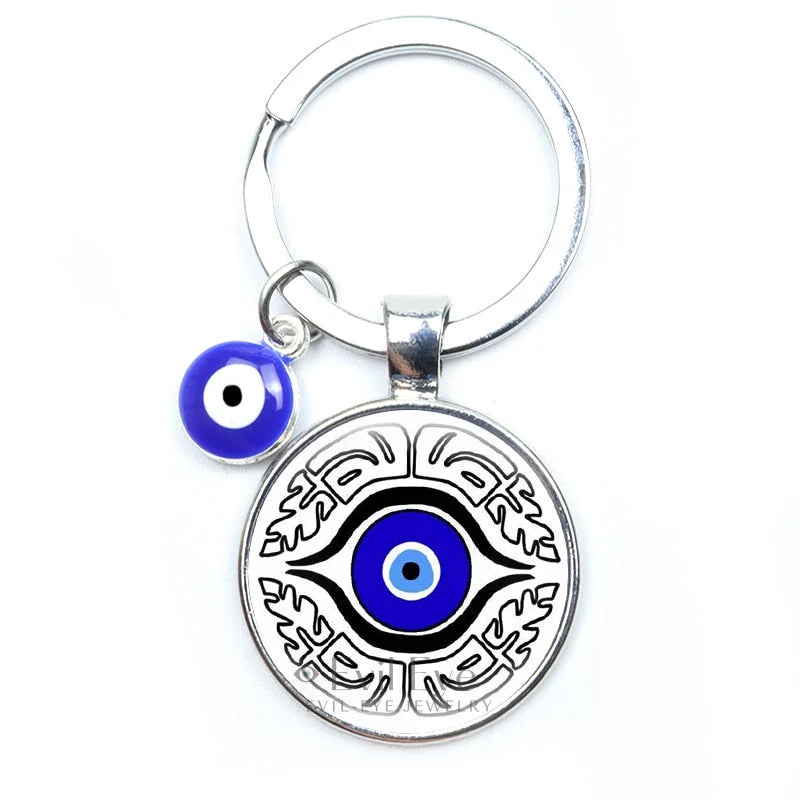 Blue Evil Eye Metal Keychain Design 5