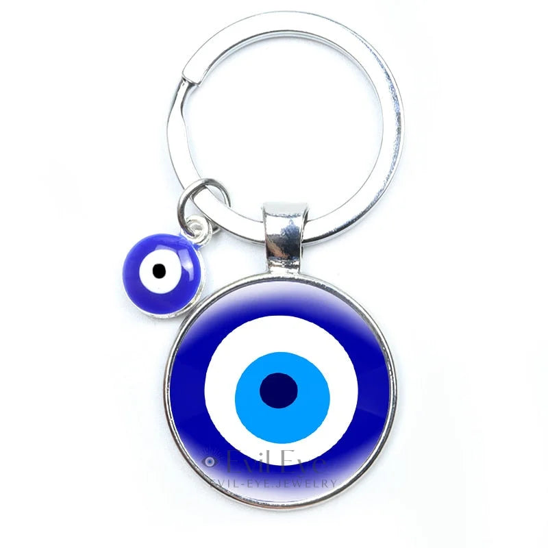 Blue Evil Eye Metal Keychain Design 6