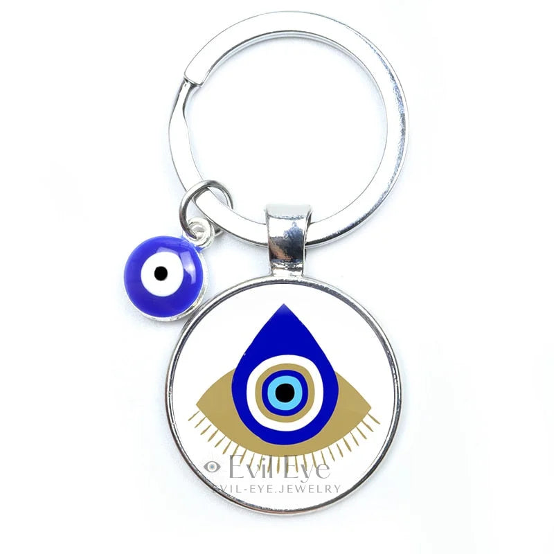 Blue Evil Eye Metal Keychain Design 8