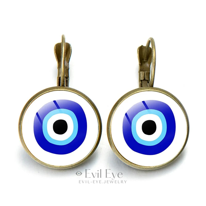 Blue Evil Eye Pattern Earrings