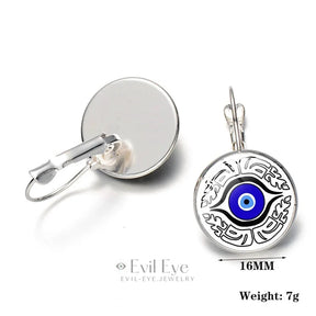 Blue Evil Eye Pattern Earrings