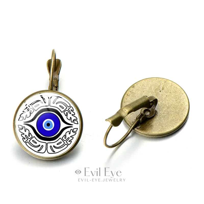 Blue Evil Eye Pattern Earrings