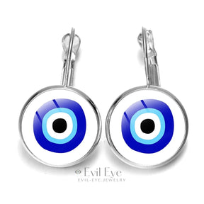 Blue Evil Eye Pattern Earrings