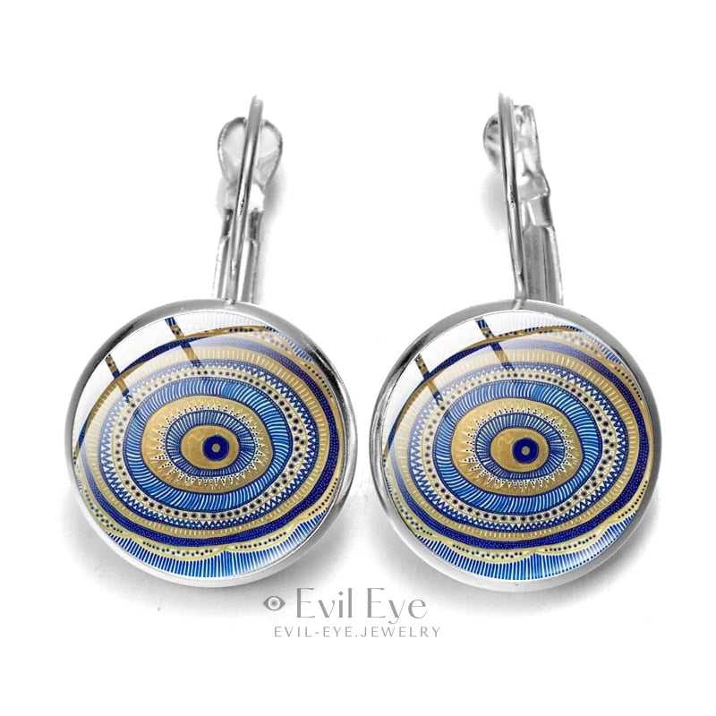 Blue Evil Eye Pattern Earrings Design-11