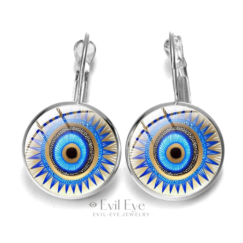 Blue Evil Eye Pattern Earrings Design-12