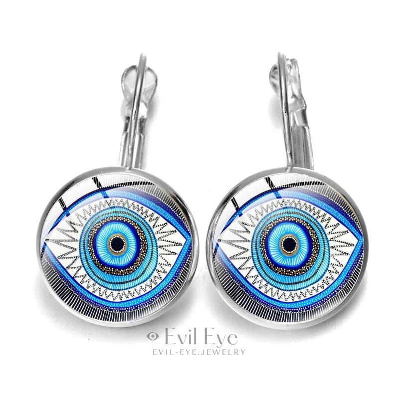 Blue Evil Eye Pattern Earrings Design-13