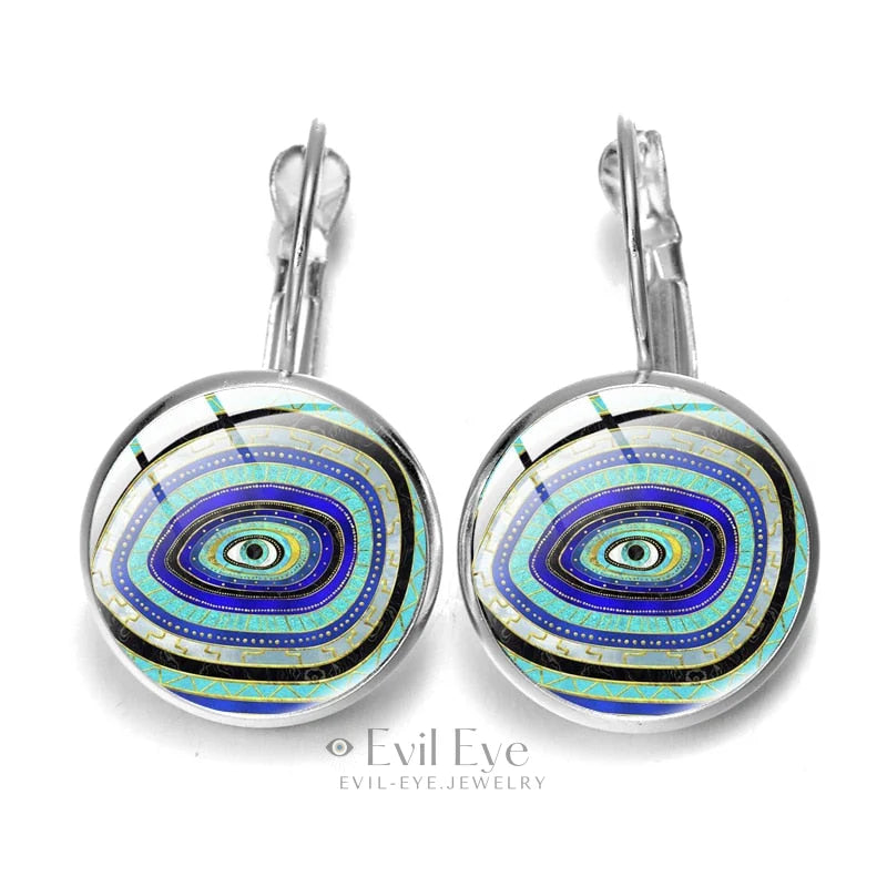 Blue Evil Eye Pattern Earrings Design-14