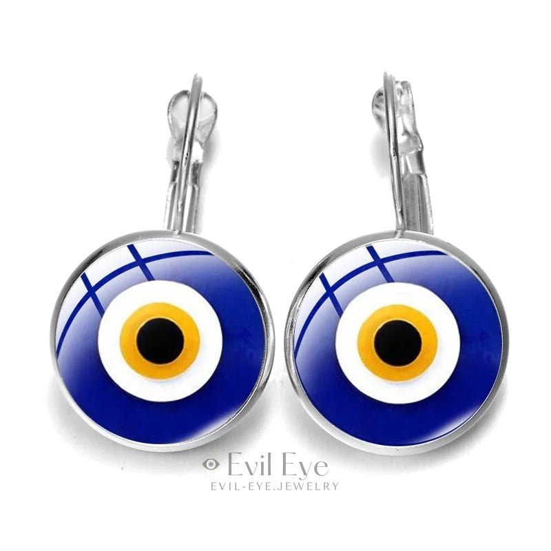 Blue Evil Eye Pattern Earrings Design-16