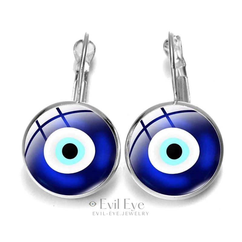 Blue Evil Eye Pattern Earrings Design-17