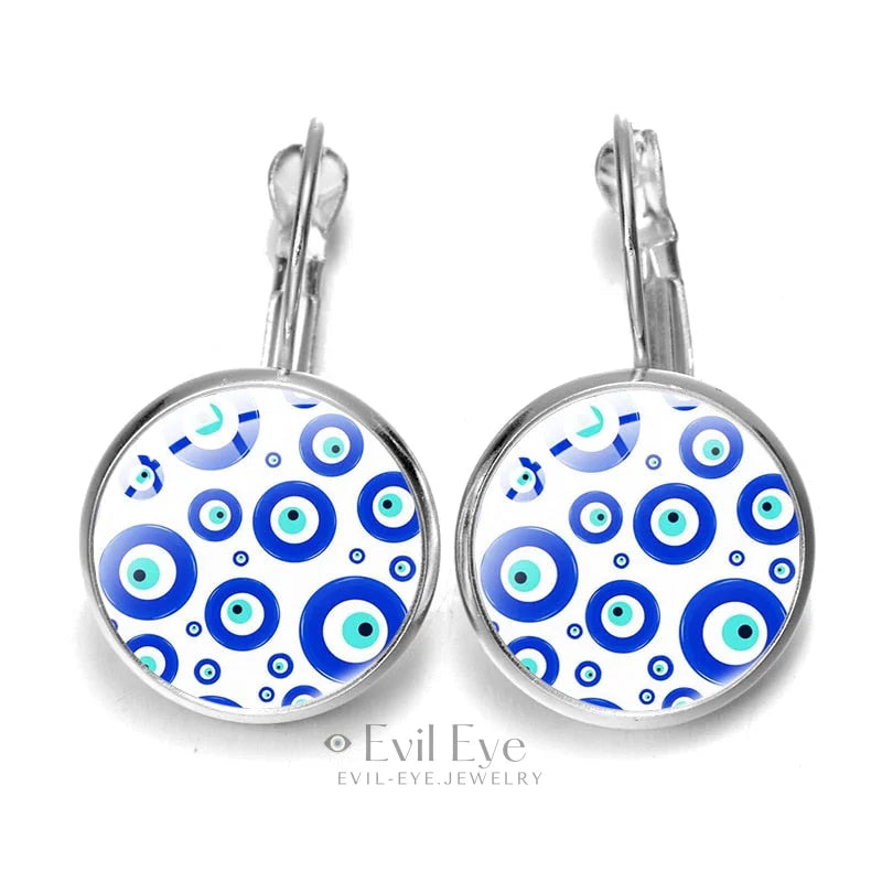 Blue Evil Eye Pattern Earrings Design-2