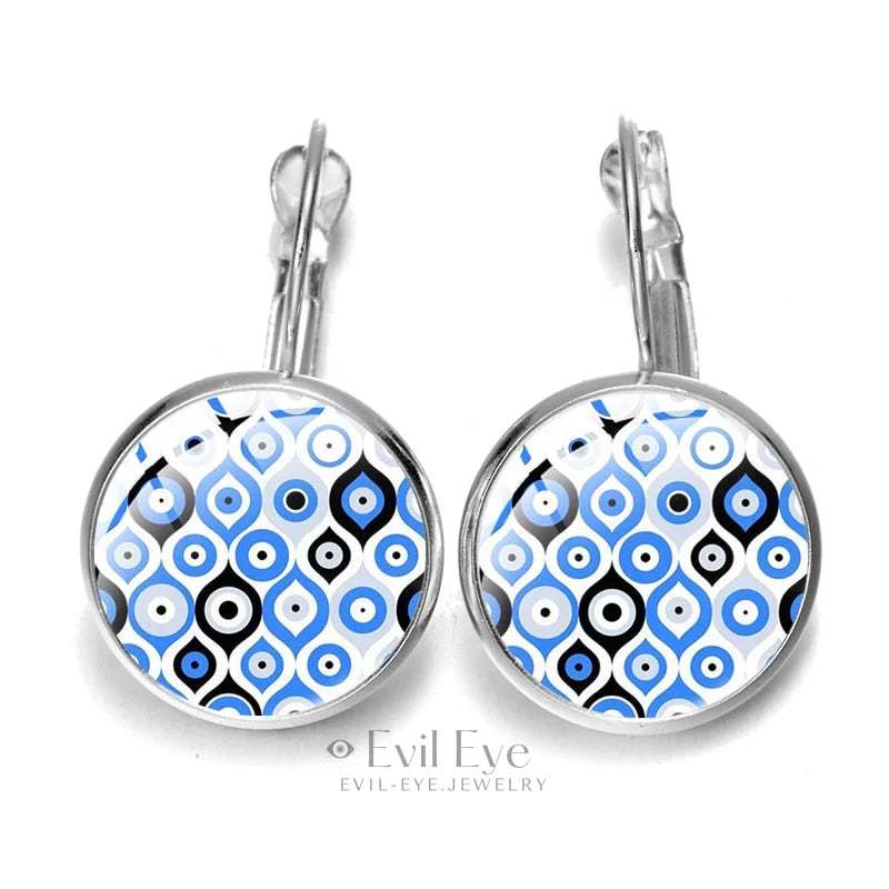 Blue Evil Eye Pattern Earrings Design-3