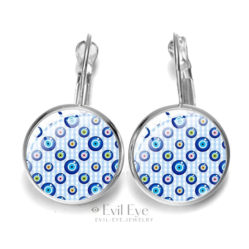 Blue Evil Eye Pattern Earrings Design-4