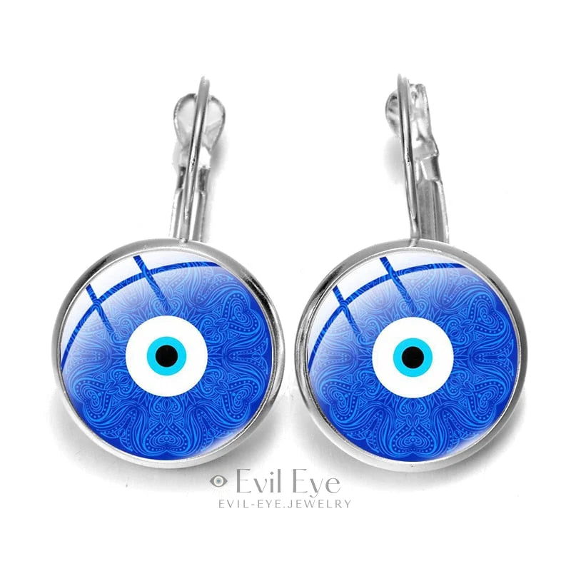 Blue Evil Eye Pattern Earrings Design-7