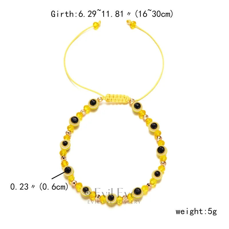 Classic Greek Eye Talisman Beaded Bracelet Yellow