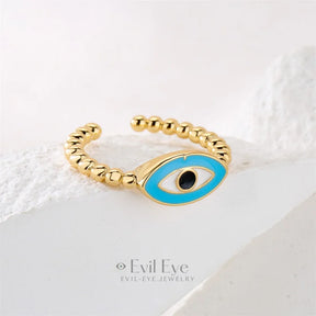 Copper Evil Eye Adjustable Ring