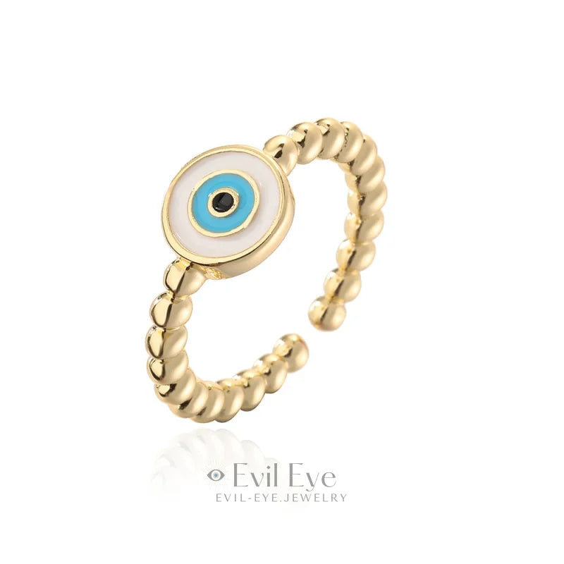 Copper Evil Eye Adjustable Ring