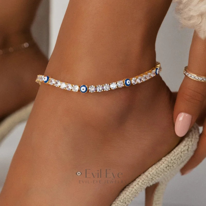 Evil Eye Big Zircon Tennis Chain Anklet