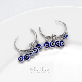 Evil Eye Blue Charms Drop Earrings