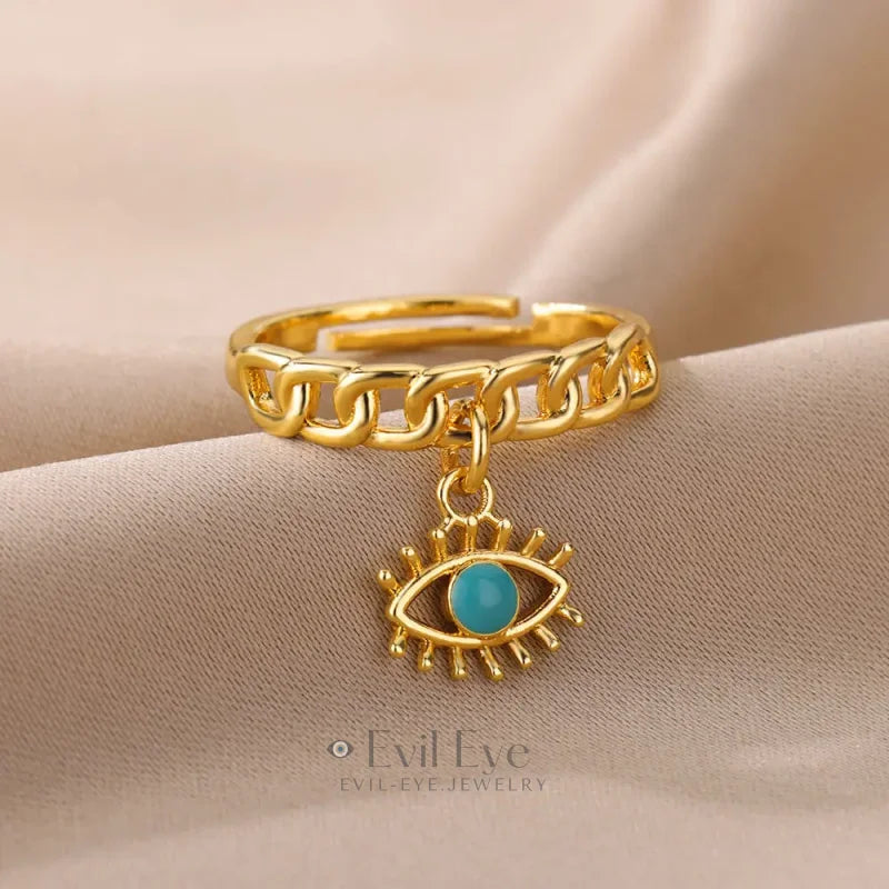 Evil Eye Chain Ring