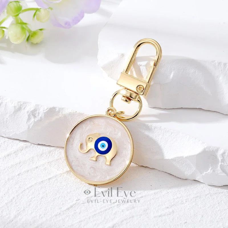 Evil Eye Classic Design Keychains Elephant / Golden