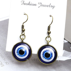 Evil Eye Drop Earrings for Women Round / Golden