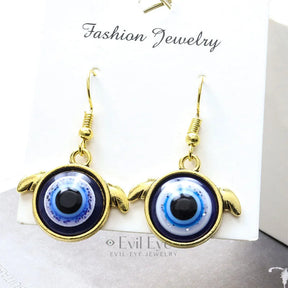 Evil Eye Drop Earrings for Women Wing / Golden