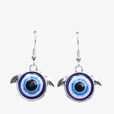 Evil Eye Drop Earrings for Women Wing / Silver