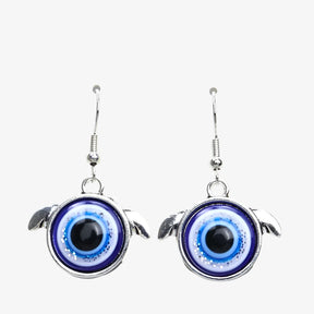 Evil Eye Drop Earrings for Women Wing / Silver