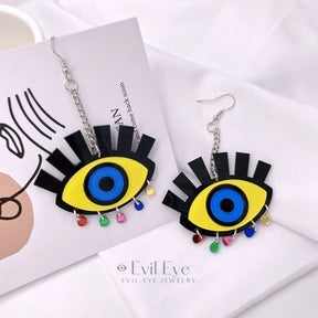 Evil Eye Drop Earrings with colorful Beads