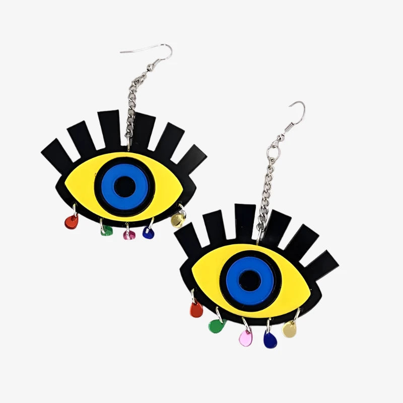 Evil Eye Drop Earrings with colorful Beads