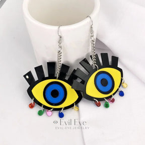 Evil Eye Drop Earrings with colorful Beads