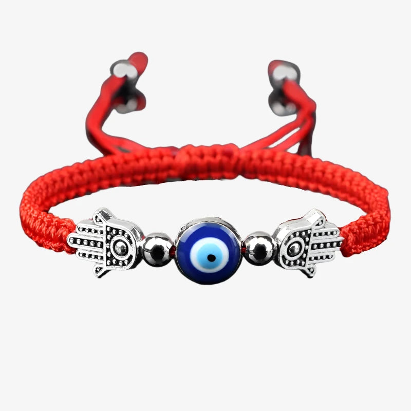 Evil Eye Hamsa Hand Thread Bracelet Red