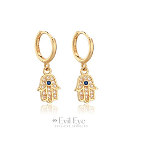 Evil Eye Hamsa Hoop Earrings